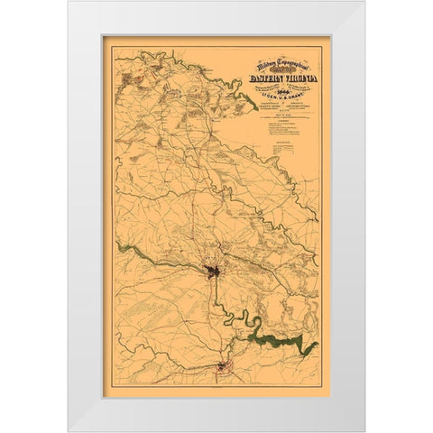Eastern Virginia - Sholl 1864 White Modern Wood Framed Art Print by Sholl