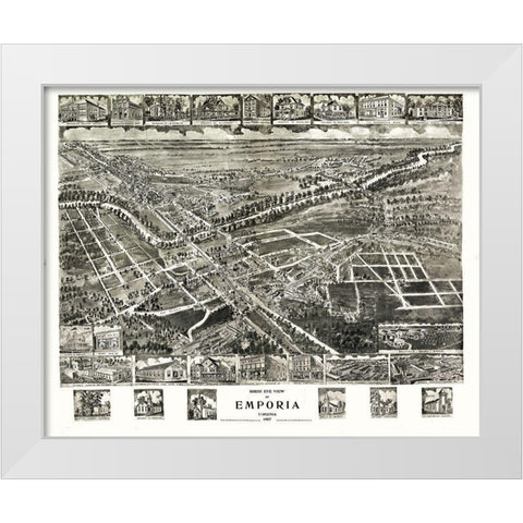 Emporia Virginia - Fowler 1907 White Modern Wood Framed Art Print by Fowler
