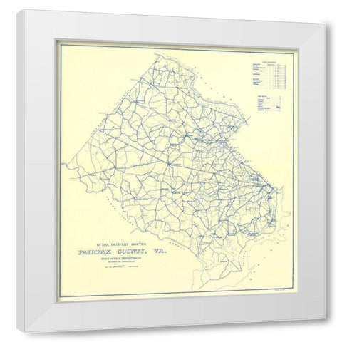 Fairfax County Rural Delivery Routes - USPS 1912 White Modern Wood Framed Art Print by USPS