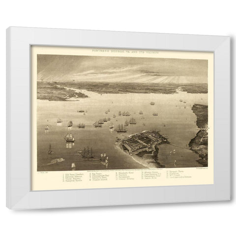 Fortress Monroe Virginia - Wells 1862 White Modern Wood Framed Art Print by Wells