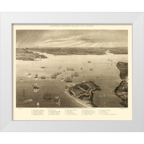 Fortress Monroe Virginia - Wells 1862 White Modern Wood Framed Art Print by Wells