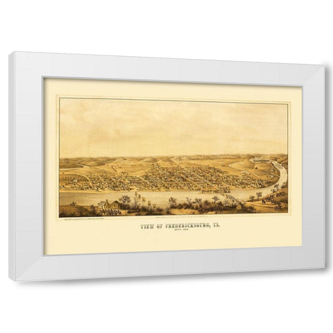 Fredericksburg Virginia - Sachse 1863 White Modern Wood Framed Art Print by Sachse