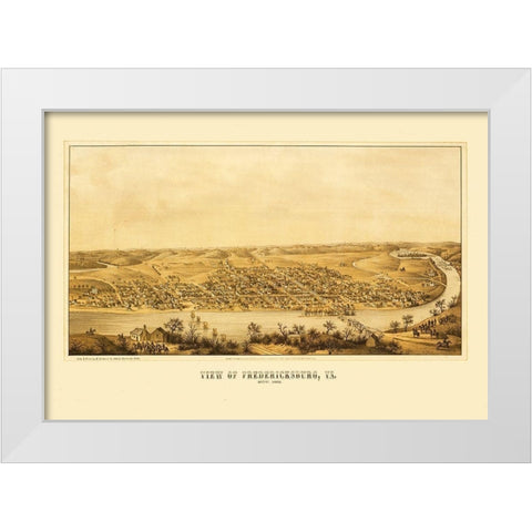 Fredericksburg Virginia - Sachse 1863 White Modern Wood Framed Art Print by Sachse