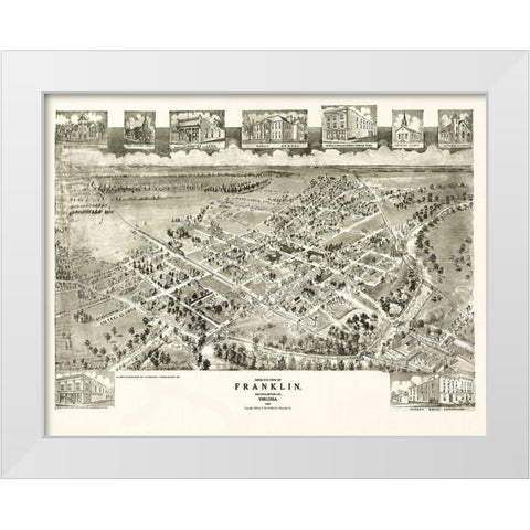 Franklin Virginia - Fowler 1907 White Modern Wood Framed Art Print by Fowler