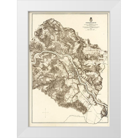 Fredericksburg Virginia - Milcher 1867 White Modern Wood Framed Art Print by Michler