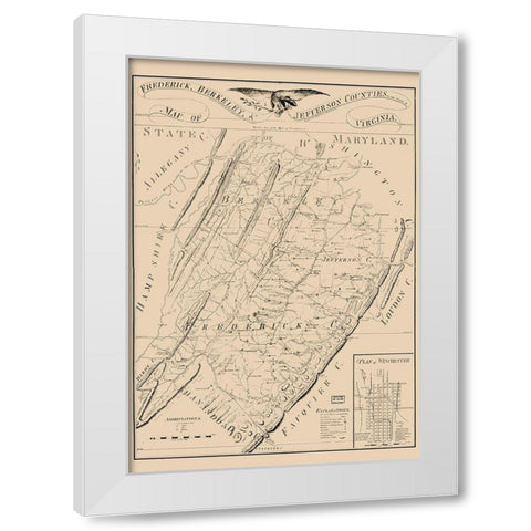 Frederick County Virginia - James 1809 White Modern Wood Framed Art Print by James