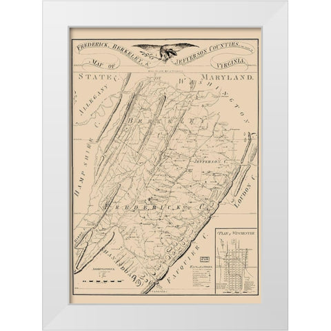 Frederick County Virginia - James 1809 White Modern Wood Framed Art Print by James
