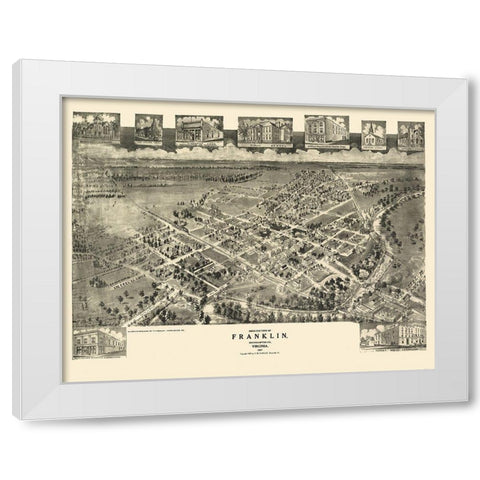 Franklin Virginia - Fowler 1907 White Modern Wood Framed Art Print by Fowler