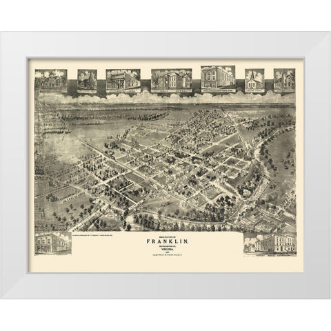 Franklin Virginia - Fowler 1907 White Modern Wood Framed Art Print by Fowler