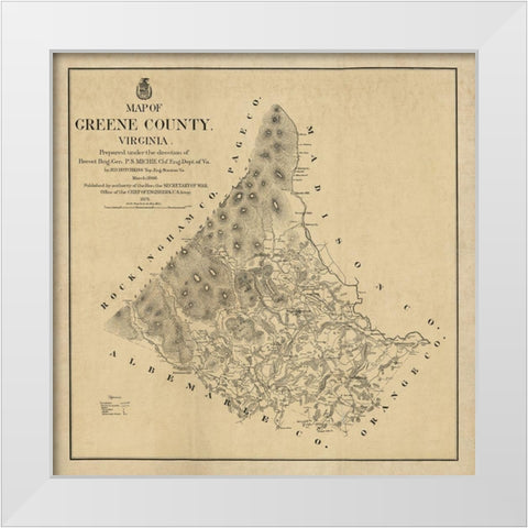 Greene County Virginia - Hotchkiss 1875 White Modern Wood Framed Art Print by Hotchkiss