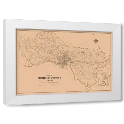 Henrico County Virginia - Crawford 1901 White Modern Wood Framed Art Print by Crawford