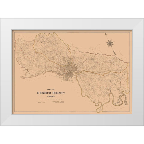 Henrico County Virginia - Crawford 1901 White Modern Wood Framed Art Print by Crawford