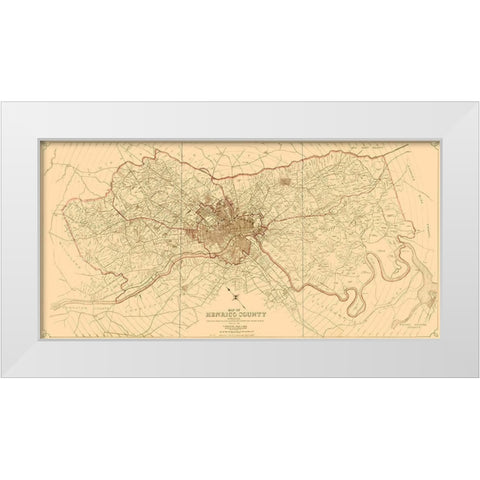Henrico County Virginia - Crawford 1916 White Modern Wood Framed Art Print by Crawford