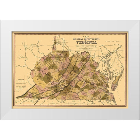Internal Improvements Virginia - Crozet 1848 White Modern Wood Framed Art Print by Crozet