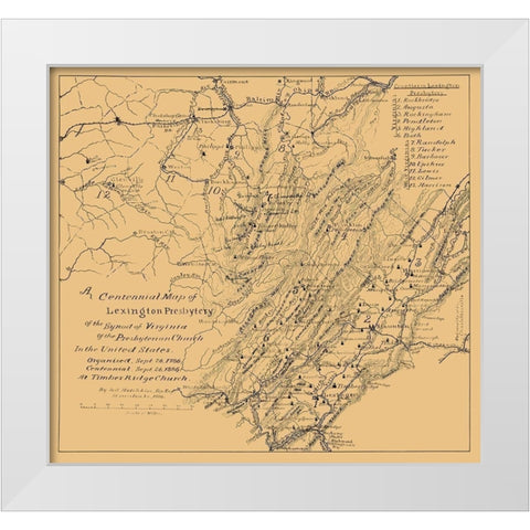 Lexington Presbyterian Synod of Virginias 1886 White Modern Wood Framed Art Print by Hotchkiss