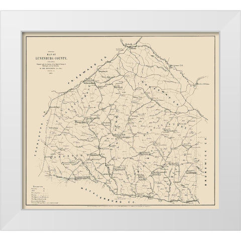 Lunenburg County Virginia - Hotchkiss 1871 White Modern Wood Framed Art Print by Hotchkiss