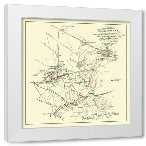 Second Corps Bristoe Station Manassas Junction White Modern Wood Framed Art Print by Hotchkiss