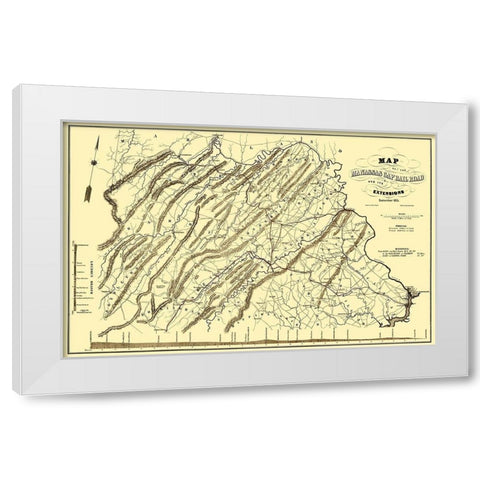 Manassas Gap Railroad - Hoen 1855 White Modern Wood Framed Art Print by Hoen