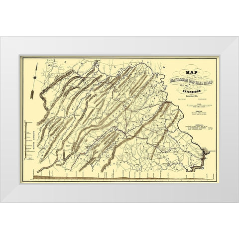 Manassas Gap Railroad - Hoen 1855 White Modern Wood Framed Art Print by Hoen