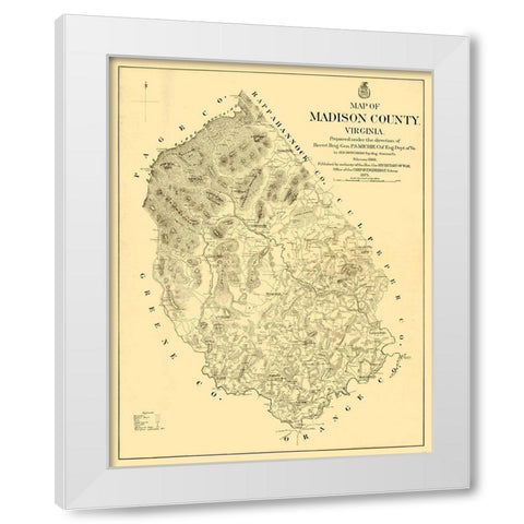 Madison County Virginia - Hotchkiss 1866 White Modern Wood Framed Art Print by Hotchkiss