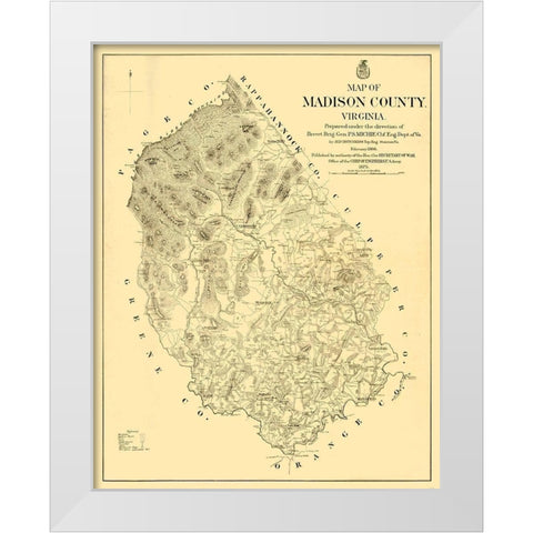 Madison County Virginia - Hotchkiss 1866 White Modern Wood Framed Art Print by Hotchkiss