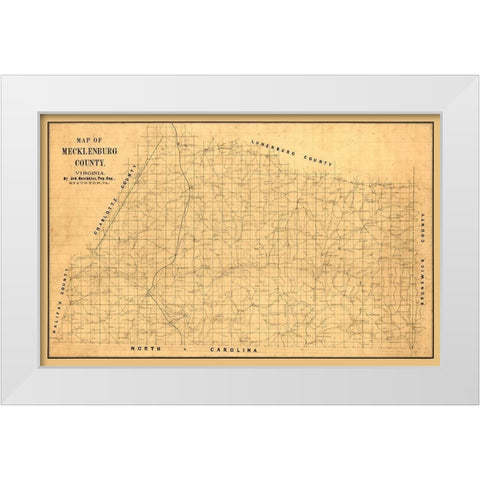 Macklenburg County Virginia - Hotchkiss 1860 White Modern Wood Framed Art Print by Hotchkiss