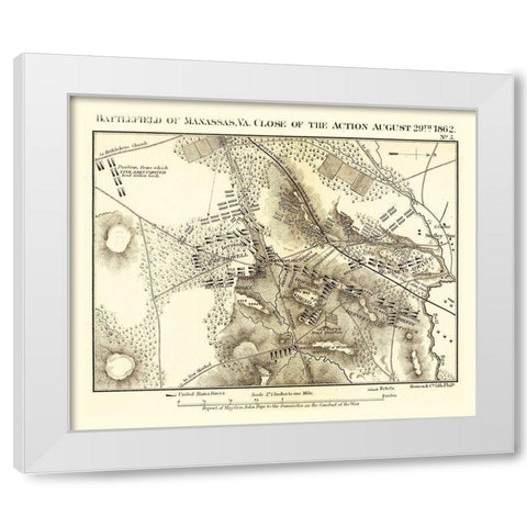 Manassas Virginia - Bowen 1866 White Modern Wood Framed Art Print by Bowen