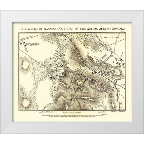 Manassas Virginia - Bowen 1866 White Modern Wood Framed Art Print by Bowen