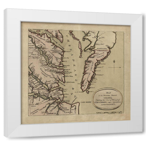Maritime Parts of Virginia - Dunmore 1776 White Modern Wood Framed Art Print by Dunmore