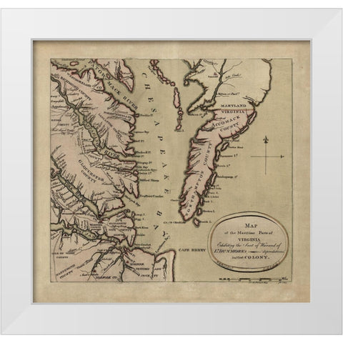 Maritime Parts of Virginia - Dunmore 1776 White Modern Wood Framed Art Print by Dunmore