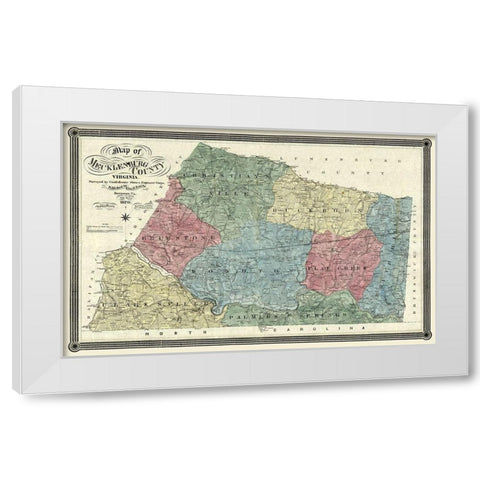 Mecklandburg County Virginia - Finch 1870 White Modern Wood Framed Art Print by Finch