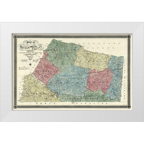 Mecklandburg County Virginia - Finch 1870 White Modern Wood Framed Art Print by Finch