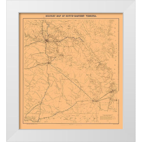 Military Map South-Eastern Virginia - 1862 White Modern Wood Framed Art Print by Unknown