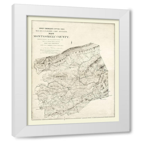 Montgomery County Virginia - Gilmer 1864 White Modern Wood Framed Art Print by Gilmer