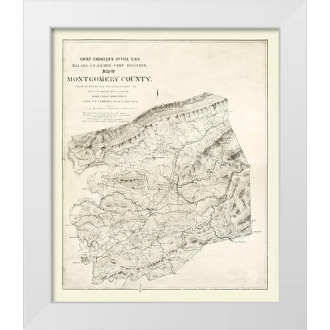 Montgomery County Virginia - Gilmer 1864 White Modern Wood Framed Art Print by Gilmer