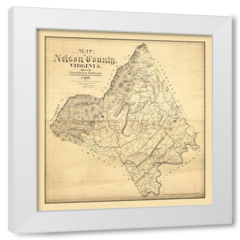 Nelson County Virginia - Hotchkiss 1866 White Modern Wood Framed Art Print by Hotchkiss
