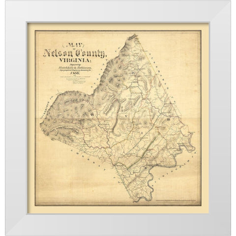Nelson County Virginia - Hotchkiss 1866 White Modern Wood Framed Art Print by Hotchkiss