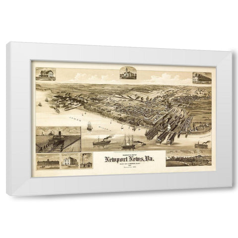 Newport News Virginia - 1891 White Modern Wood Framed Art Print by Unknown
