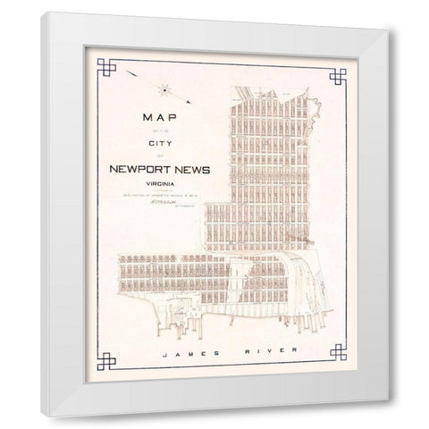 Newport News Virginia - Fitchett 1910 White Modern Wood Framed Art Print by Fitchett