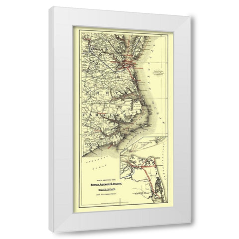 Norfolk, Albemarle, Atlantic Railroad Connections White Modern Wood Framed Art Print by Colton