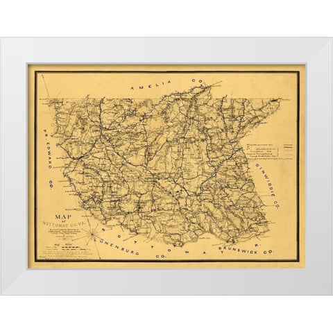 Nottoway County Virginia - Campbell 1864 White Modern Wood Framed Art Print by Camphell