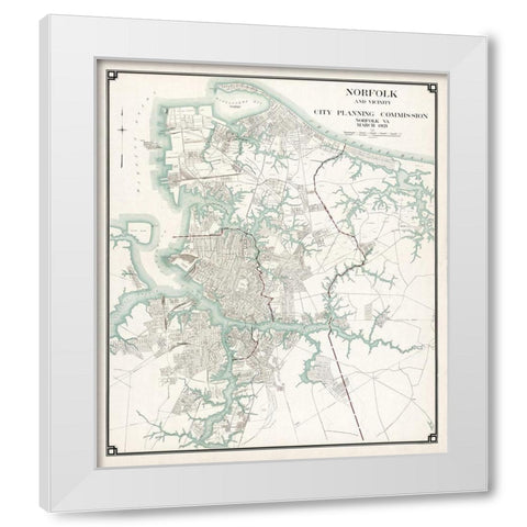 Norfolk Virginia - 1921 White Modern Wood Framed Art Print by Unknown