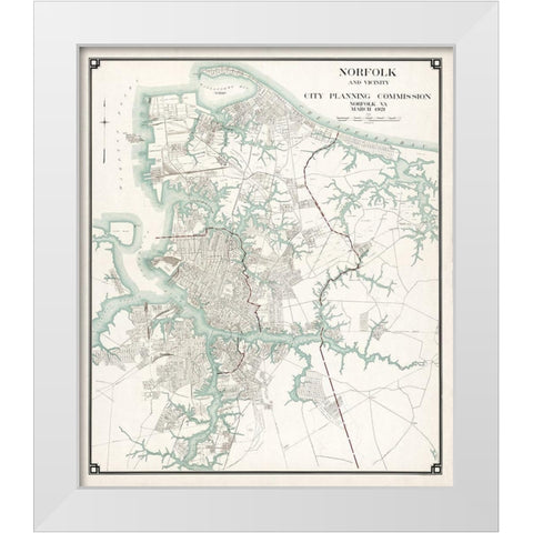 Norfolk Virginia - 1921 White Modern Wood Framed Art Print by Unknown