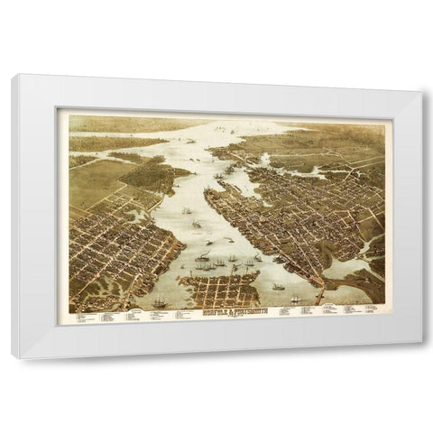 Norfolk Portsmouth Virginia - 1873 White Modern Wood Framed Art Print by Unknown