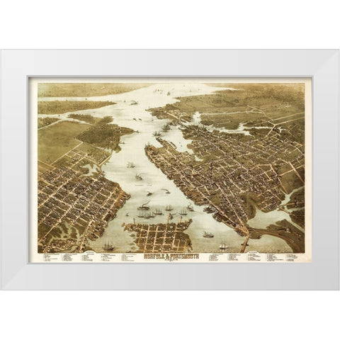 Norfolk Portsmouth Virginia - 1873 White Modern Wood Framed Art Print by Unknown