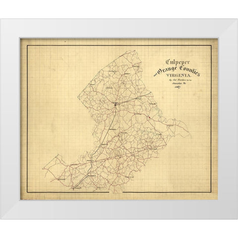 Orange County Virginia - Hotchkiss 1867 White Modern Wood Framed Art Print by Hotchkiss