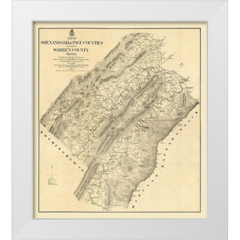 Page County Virginia - Michie 1875 White Modern Wood Framed Art Print by Michie