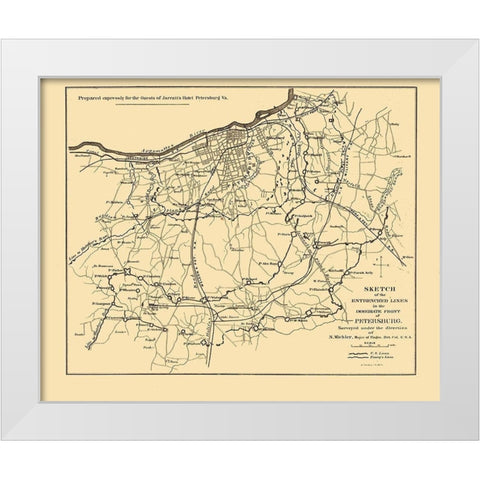 Petersburg Virginia - Michler 1865 White Modern Wood Framed Art Print by Michler