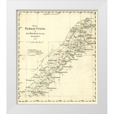 Piedmont Virginia - Hotchkiss 1873 White Modern Wood Framed Art Print by Hotchkiss