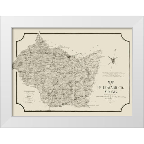 Prince Edward County Virginia - Cassell 1864 White Modern Wood Framed Art Print by Cassell